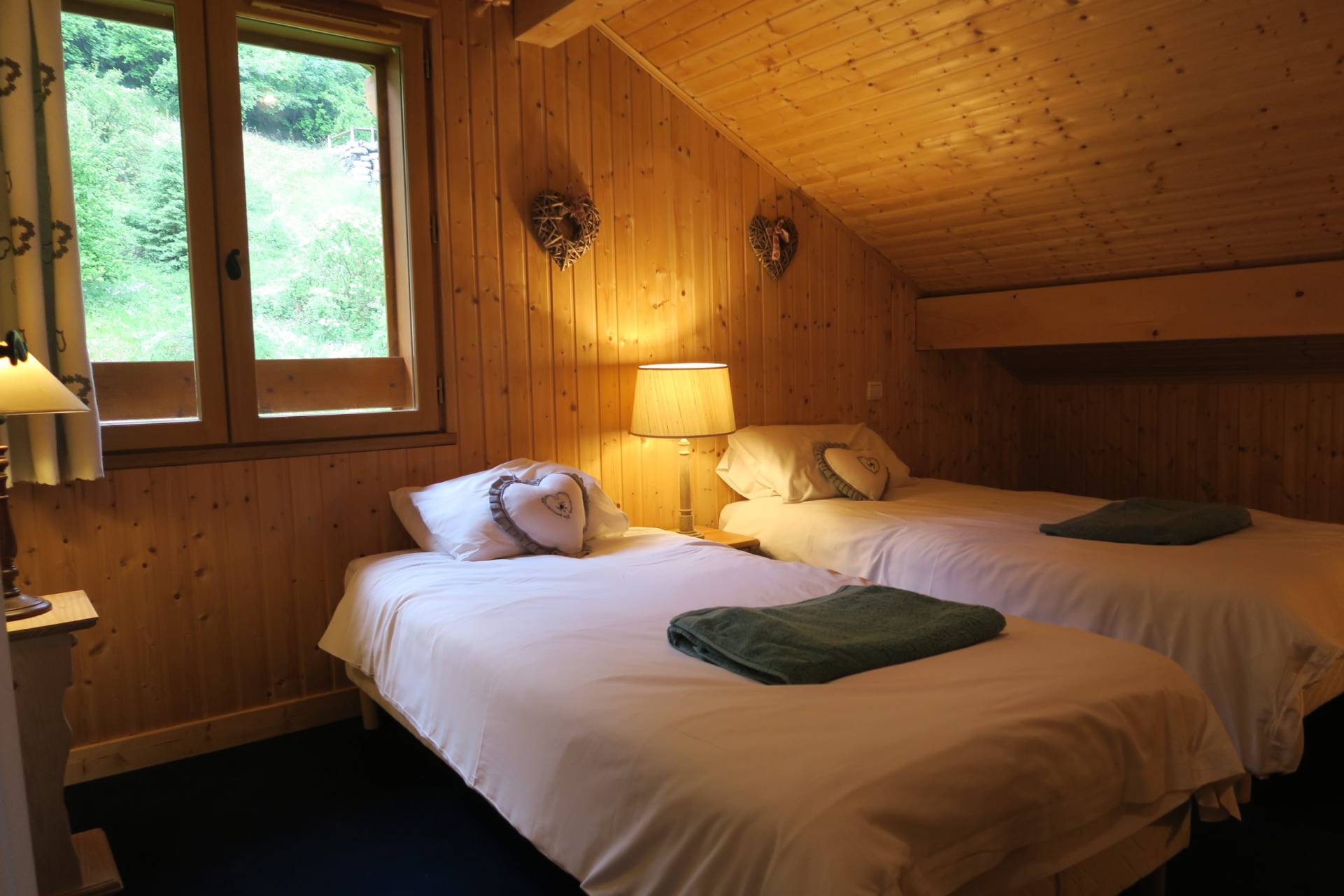 Two single beds in chalet